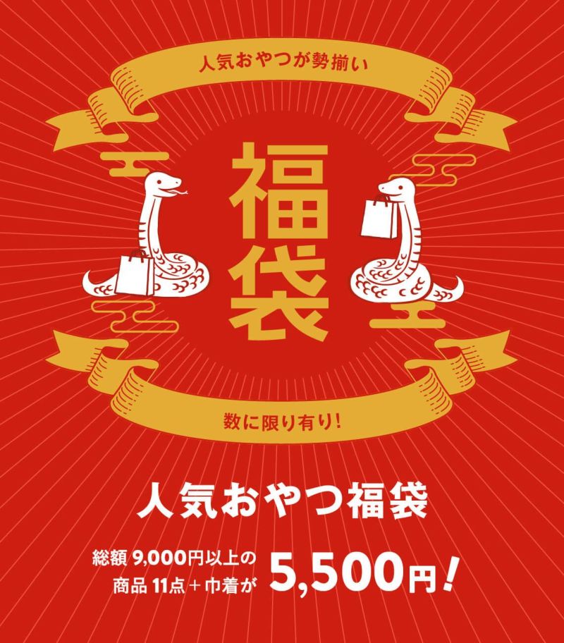 【福袋】人気おやつ11点と巾着のお楽しみセット