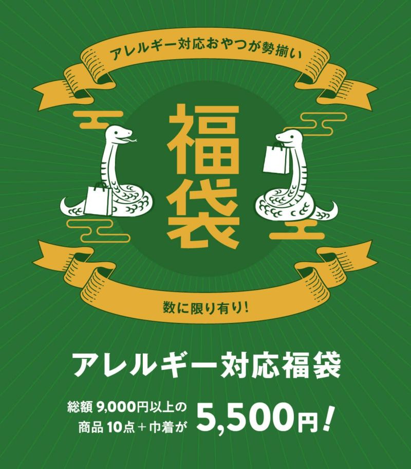 【福袋】アレルギー対応おやつ10点と巾着のお楽しみセット